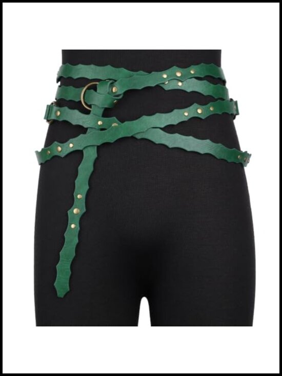 Accessories - Medieval DIY Faux Leather Metal Chain Belt, Vintage Adjustable Thin Belt for